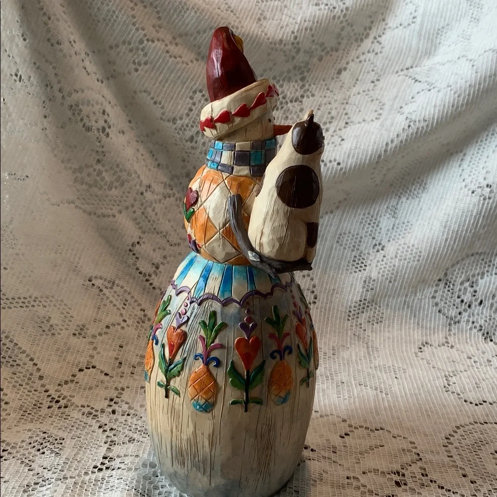 JIM SHORE SNOWMAN CAT WINTER'S FRIEND 112244 HEARTWOOD CREEK FIGURINE 2003